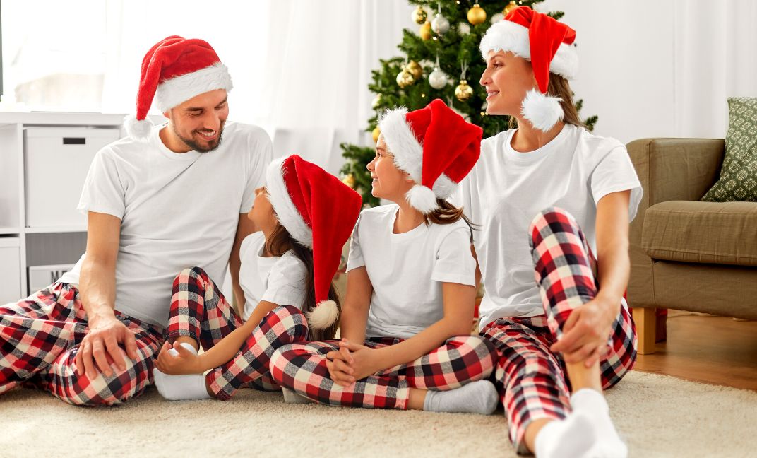 Pyjama Long fille en Coton - Rouge Blanc et Vert - Motifs Noël