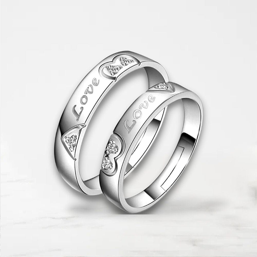 Bague Couple Love Argent / Ajustable