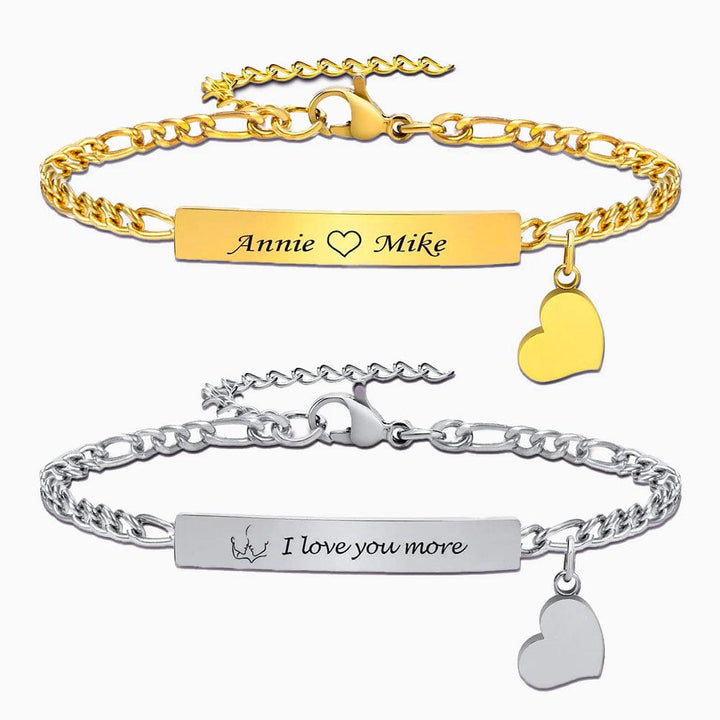 Bracelet Couple Personnalisé Gravure Argent