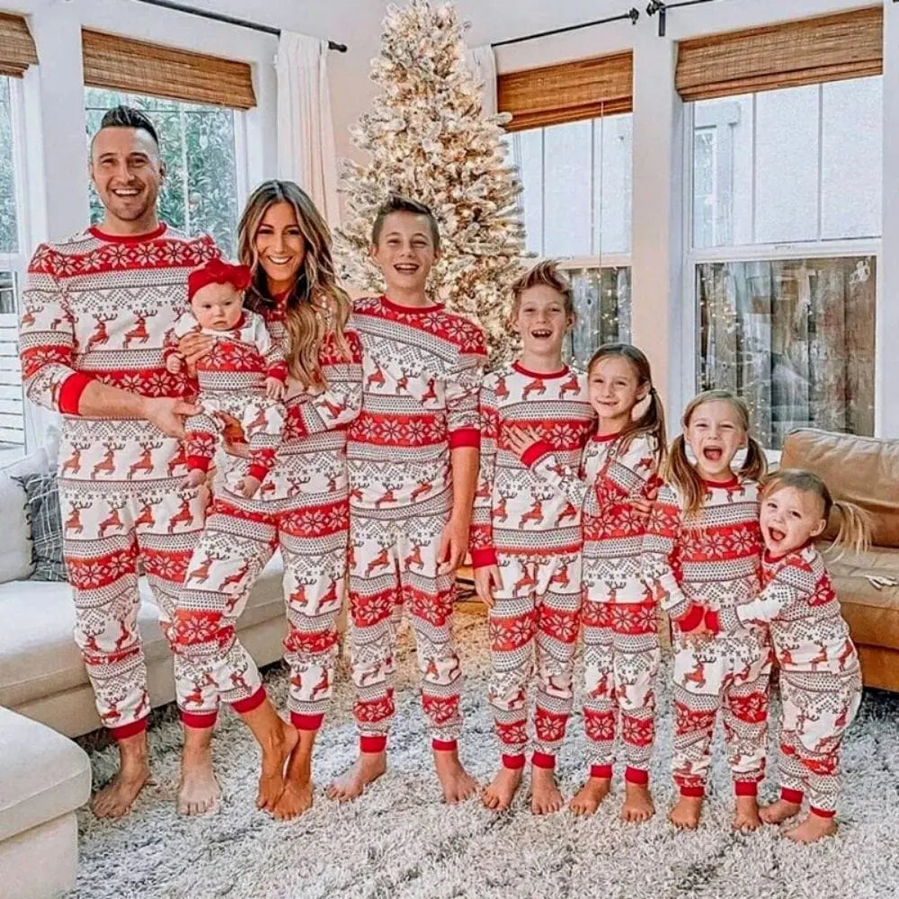 Ensemble Pyjama Noël Famille Manches Longues – Motifs Festifs Chauds Et Doux, Parfait Pour Les Fêtes De Fin D’Année