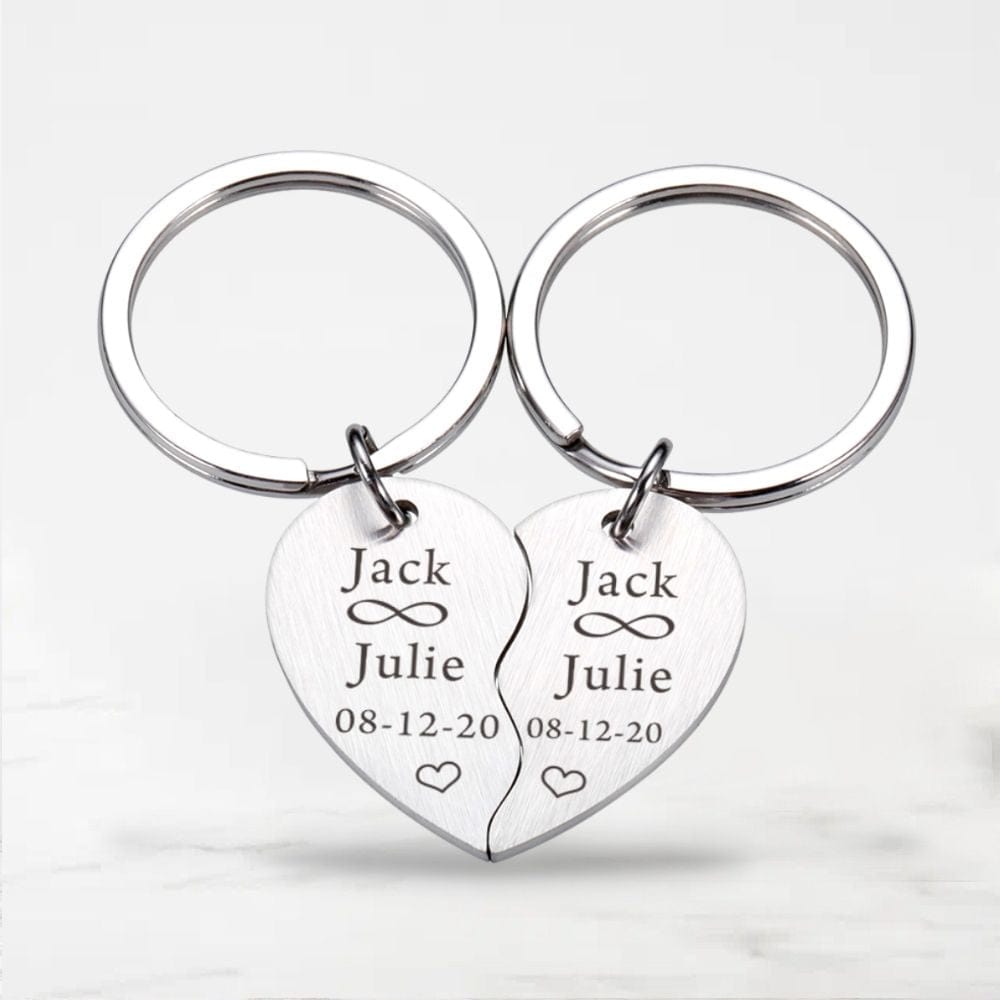 Porte-Clé Coeur Brisé (Personnalisé) Argent