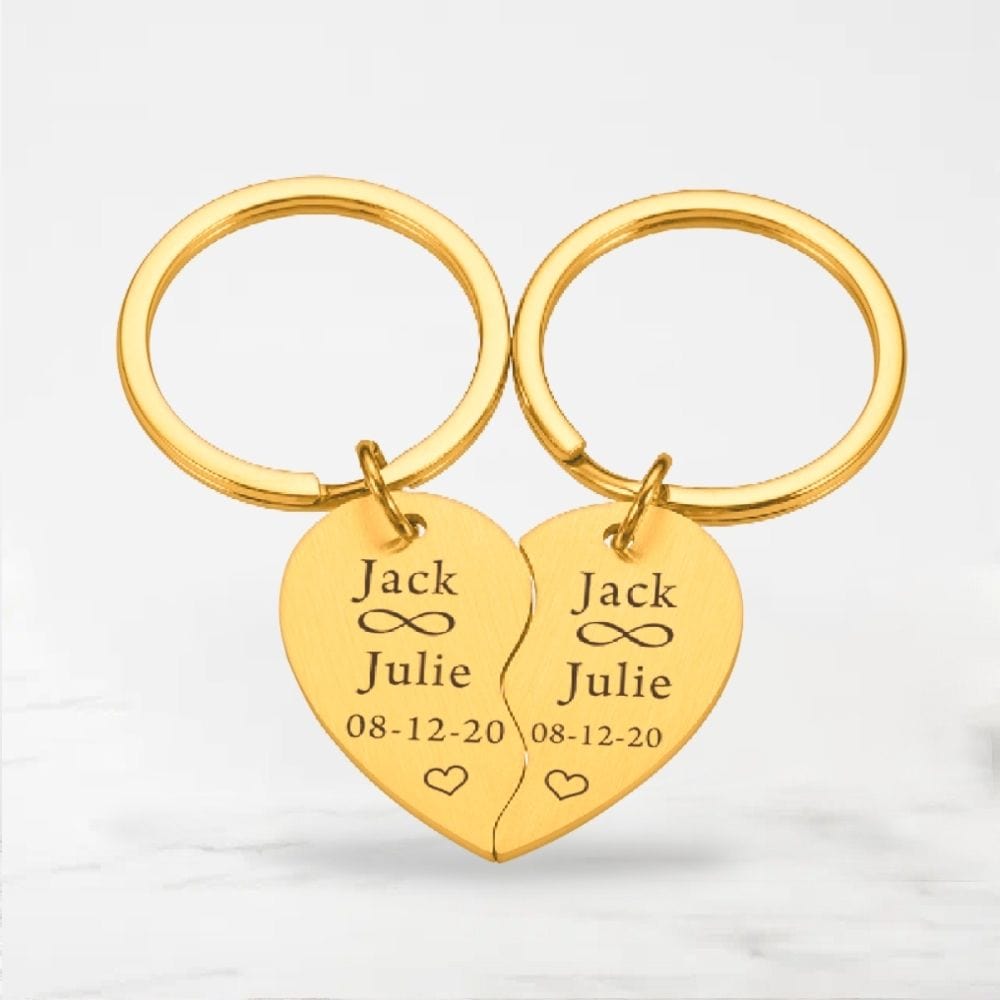 Porte-Clé Coeur Brisé (Personnalisé) Or