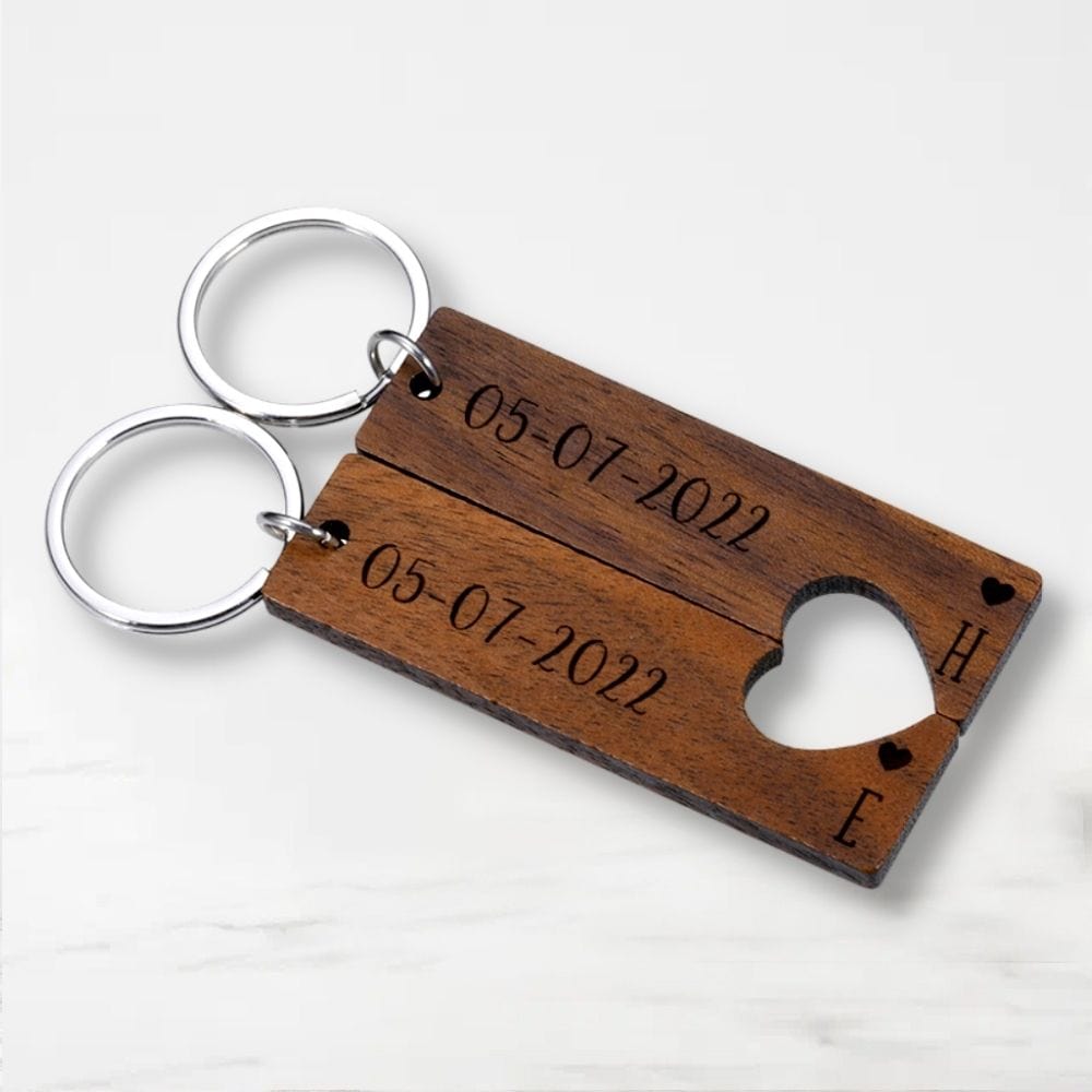 Porte Clé Couple Bois (Personnalisé) Bois