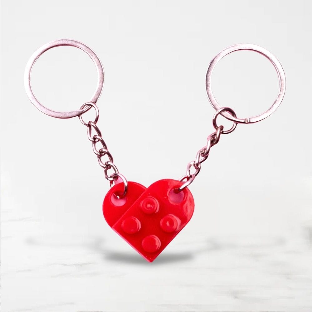 Porte Clé Couple Lego Rouge