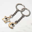 Porte-clés Couple Pendentifs Lune Et Soleil - 2 Pièces, Design Hexagonal Rétro, Accessoire Durable Pour Sac Et Clés | Idée Cadeau Romantique - 9