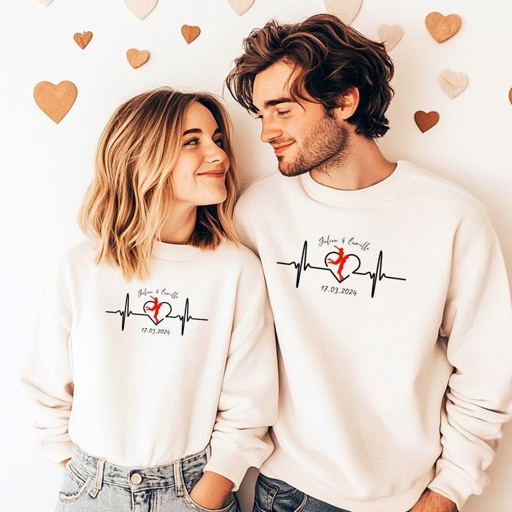 Pull En Commun Personnalisé Battements de coeur – Quai Des Amours