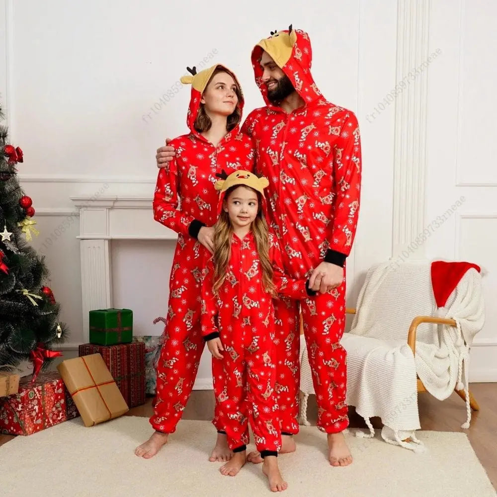 Pyjama long de Noël en velours - 2 pièces - Rouge - 25.00