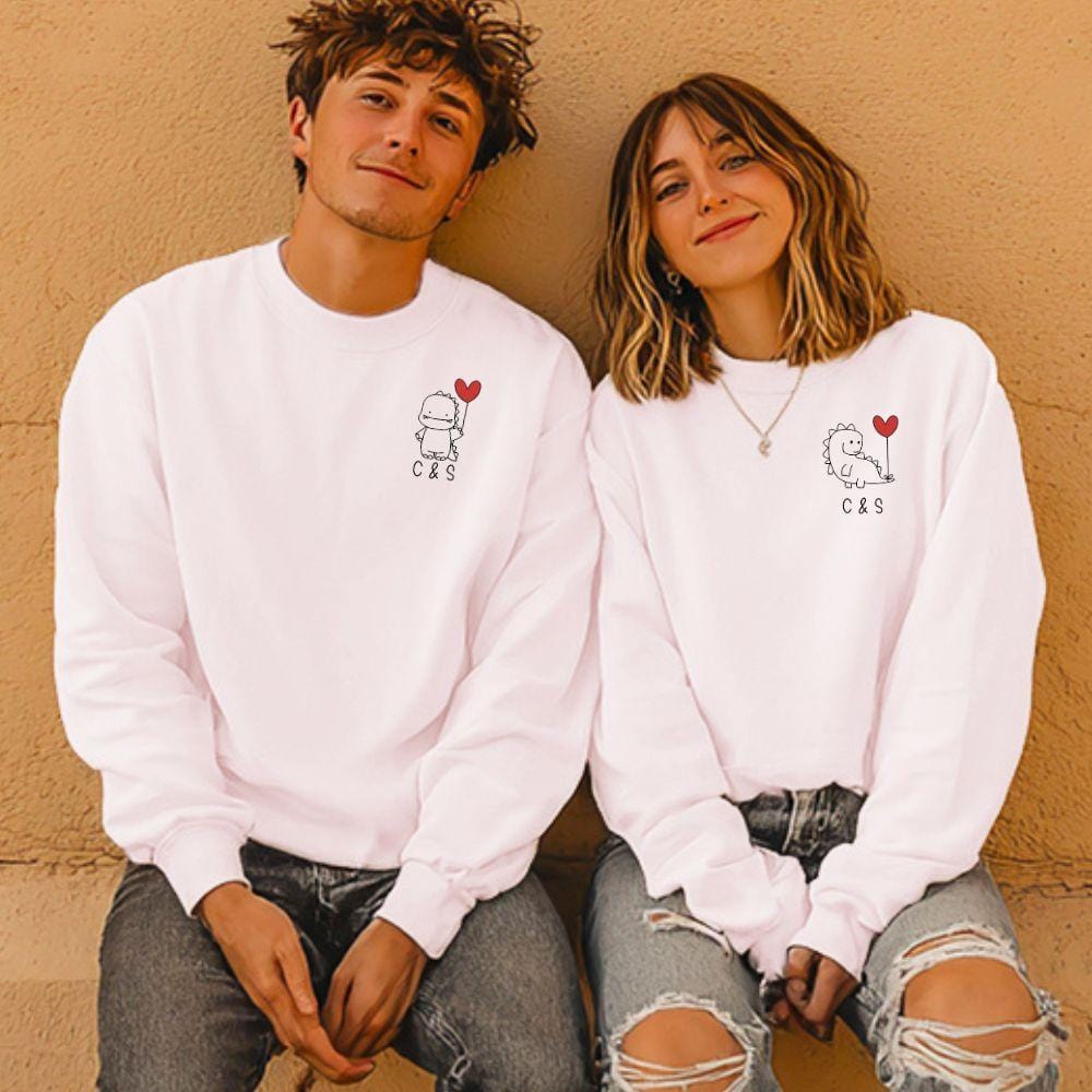 Sweats à Capuche Couples Motif Cœur - Pulls Assortis Pour Deux Personnes Jusqu'à 200kg