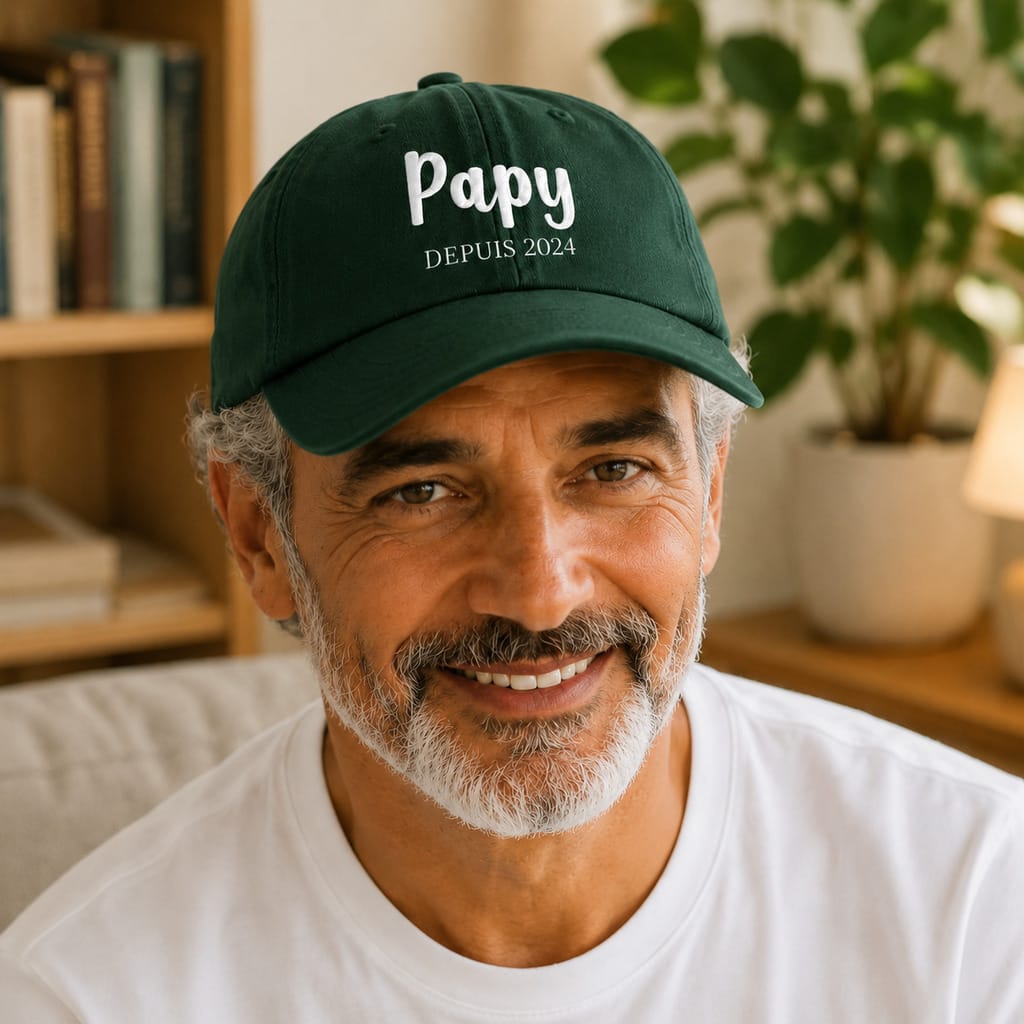 Casquette Papy depuis vert forêt portée par un papy