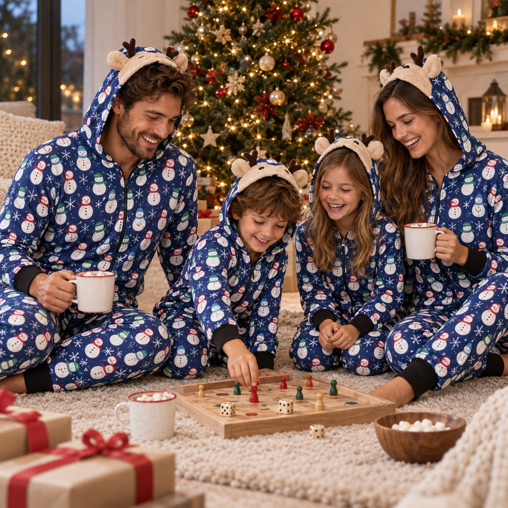 Combinaison Pyjama Famille - jeu en famille à Noël