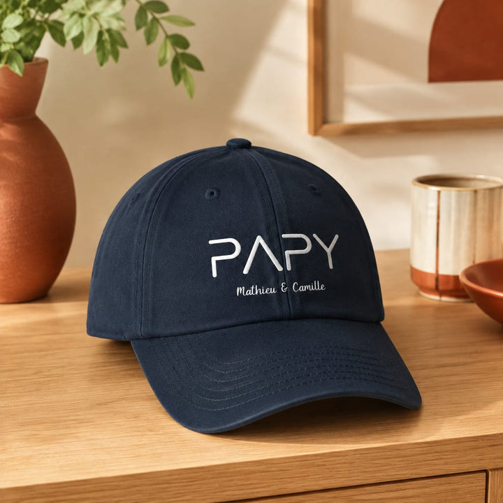 Casquette brodée Papy Mathieu et Camille marine