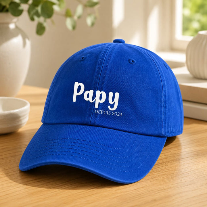 Casquette brodée Papy depuis bleu royal