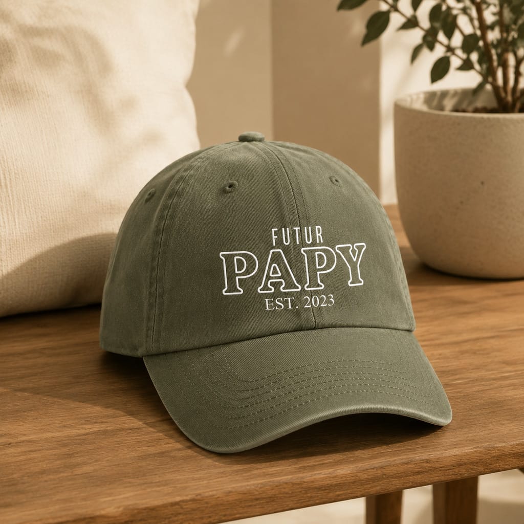 Casquette brodée Futur papy vert olive