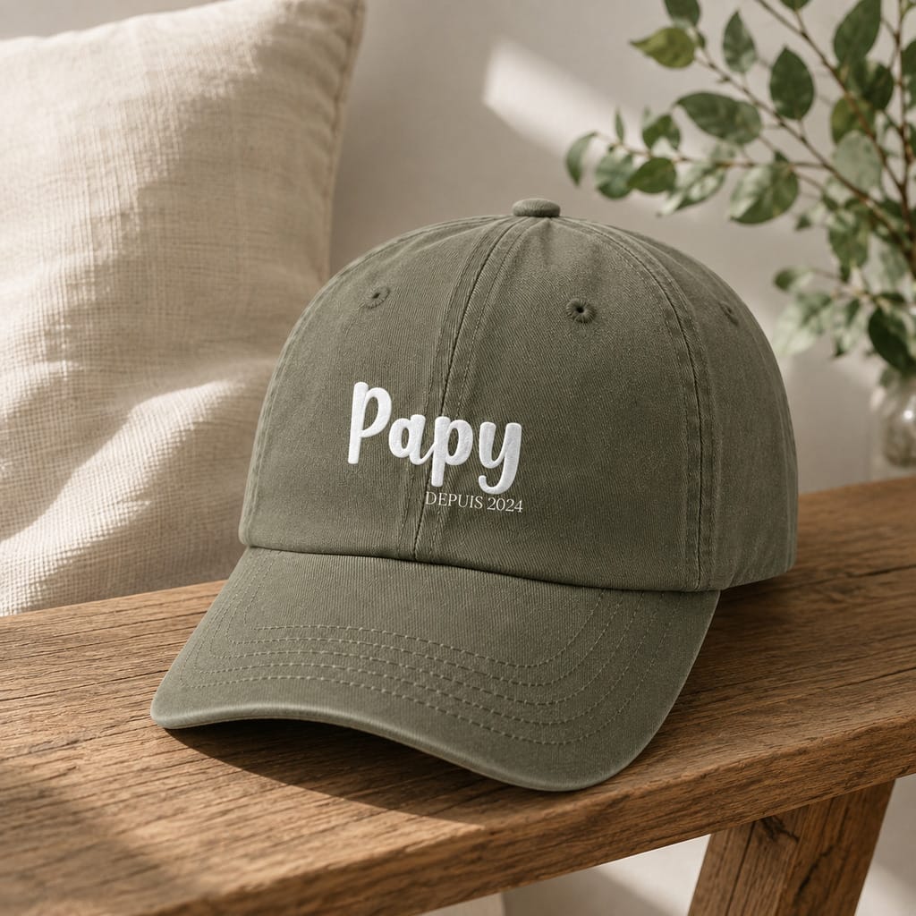 Casquette brodée Papy depuis vert olive