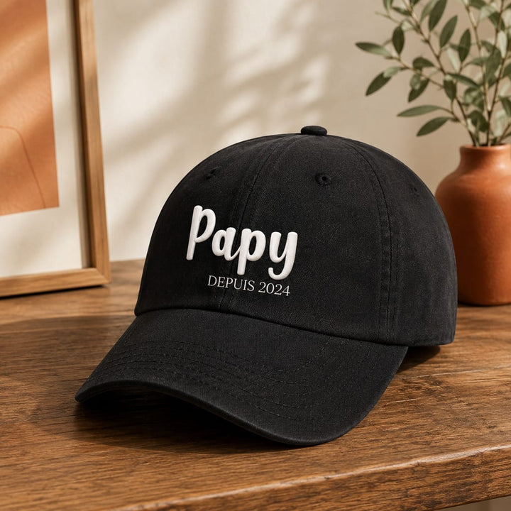 Casquette brodée Papy depuis noire