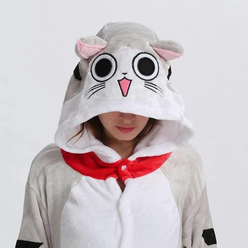 Partner-Onesie im grauen Katzen-Look