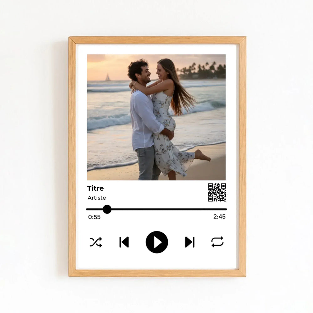 Affiche album musique personnalisée Affiche Portrait / Bois Naturel / A4 21x29.7 cm