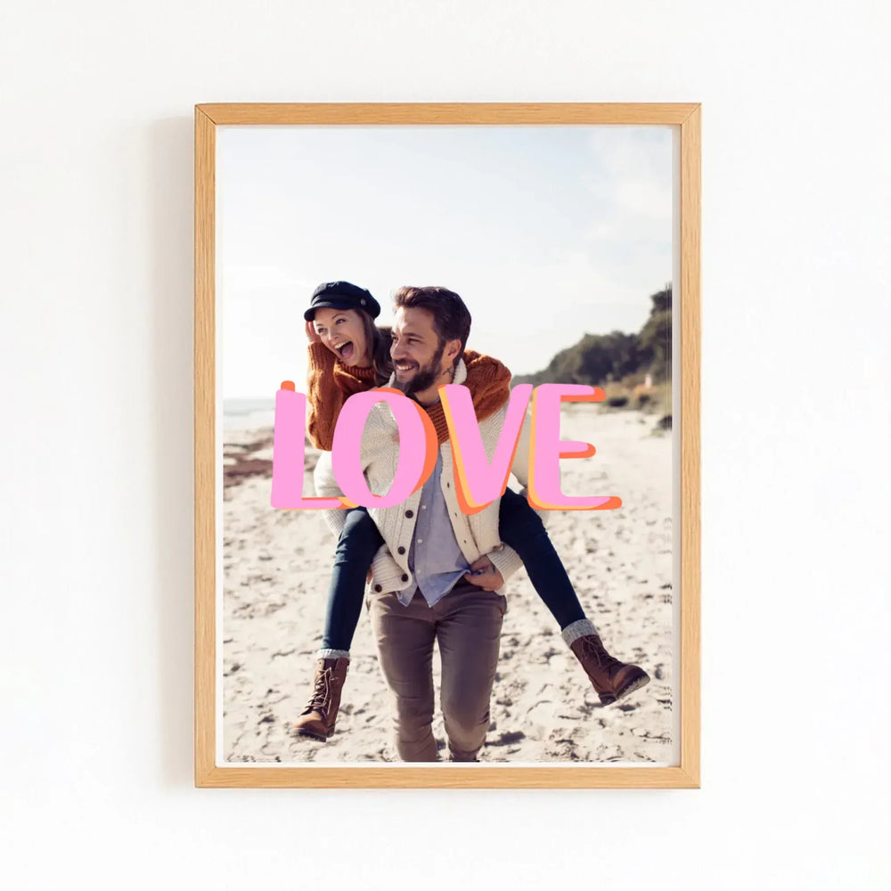 Affiche love Affiche Portrait / Bois Naturel / A4 21x29.7 cm