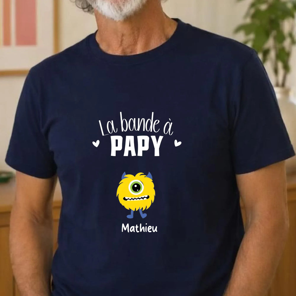 Tee Shirt Personnalisé - La bande à papy T-shirt Front Homme | STYLE 3 / Bleu Marine / S