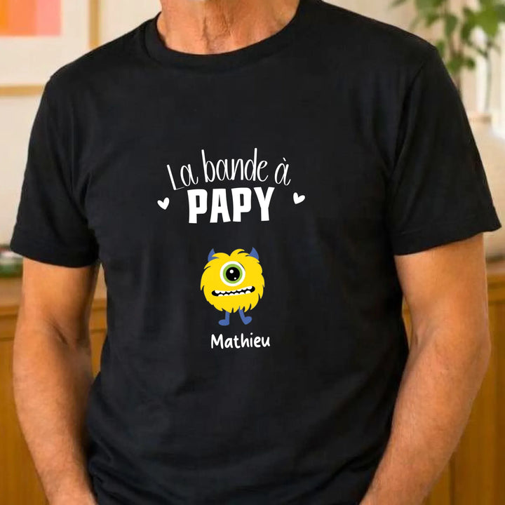 Tee Shirt Personnalisé - La bande à papy T-shirt Front Homme | STYLE 3 / Noir / S