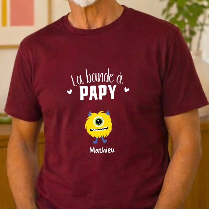 Tee Shirt Personnalisé - La bande à papy T-shirt Front Homme | STYLE 3 / Bordeaux / S