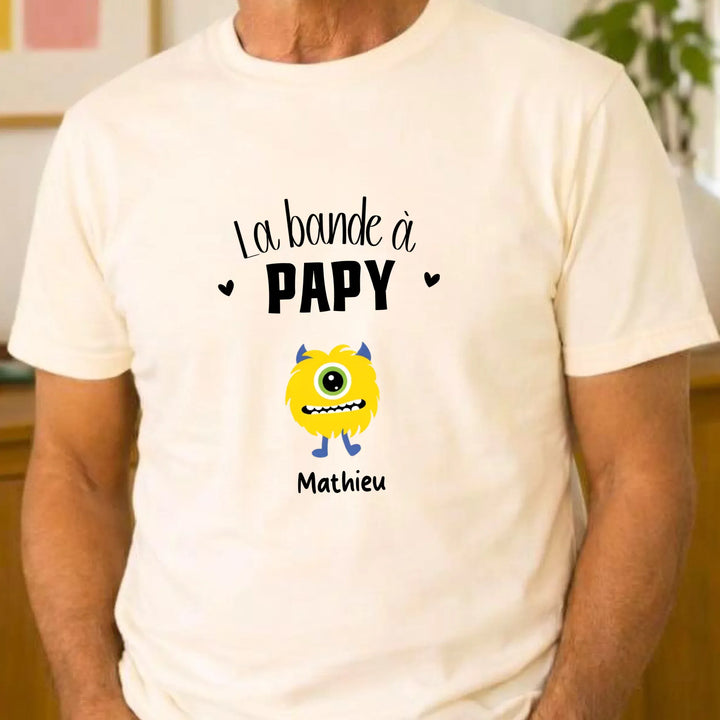 Tee Shirt Personnalisé - La bande à papy T-shirt Front Homme | STYLE 3 / Naturel / S