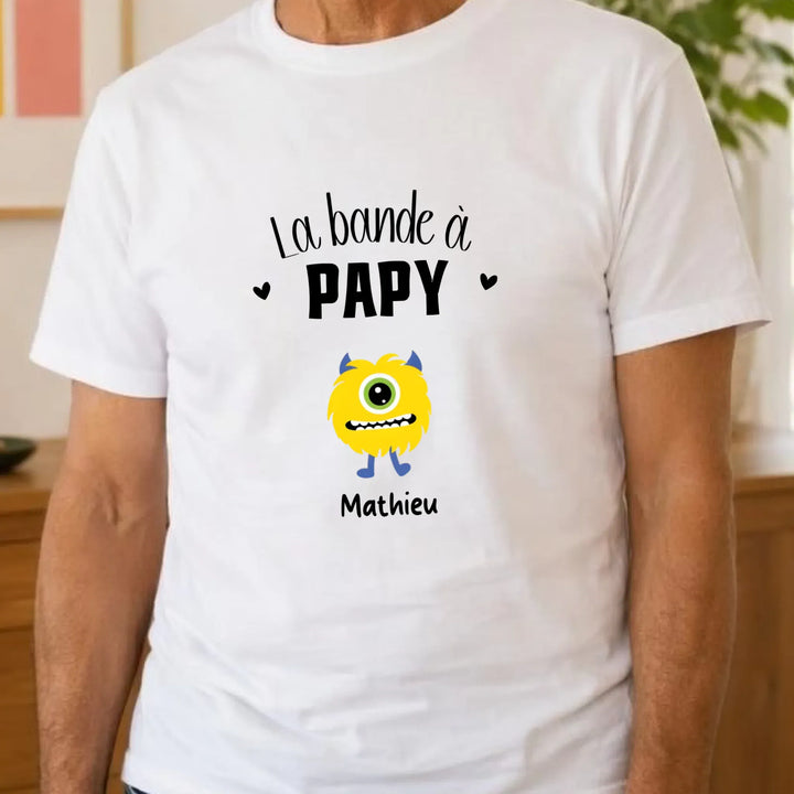 Tee Shirt Personnalisé - La bande à papy T-shirt Front Homme | STYLE 3 / Blanc / S