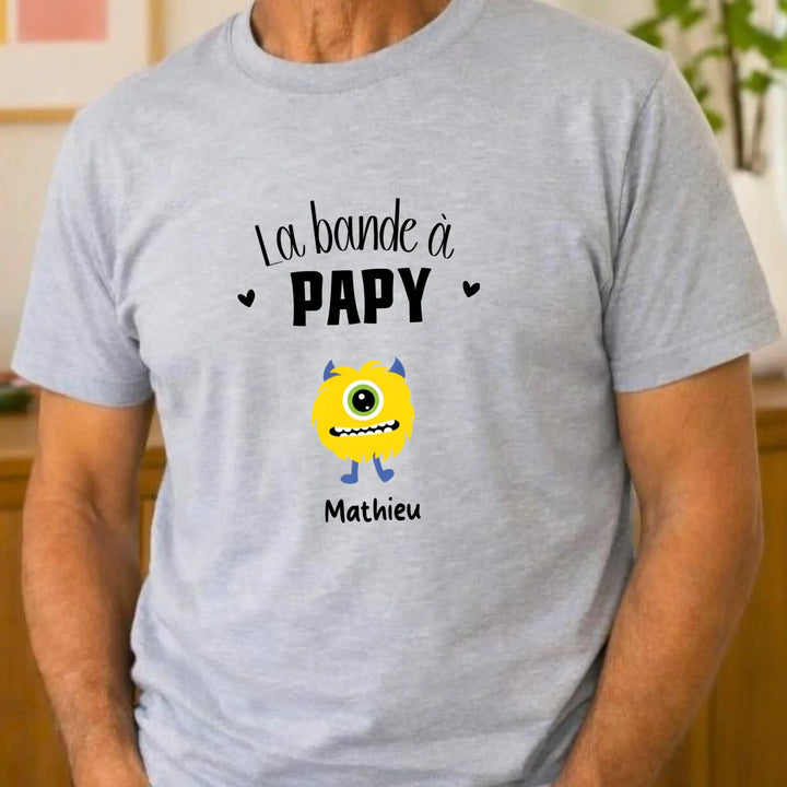 Tee Shirt Personnalisé - La bande à papy T-shirt Front Homme | STYLE 3 / Gris / S