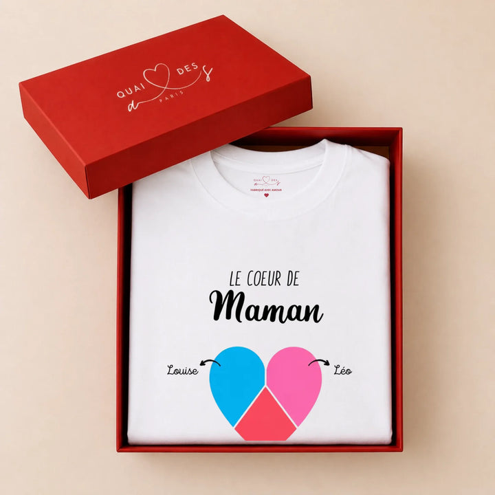 T-shirt personnalisé maman- Le coeur de maman prénoms