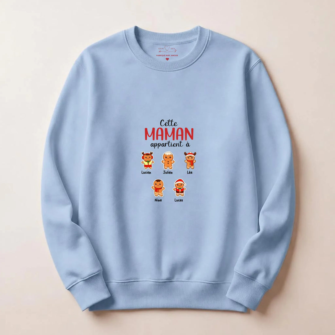Pull personnalisé maman noel Sweatshirt / Bleu Clair / S