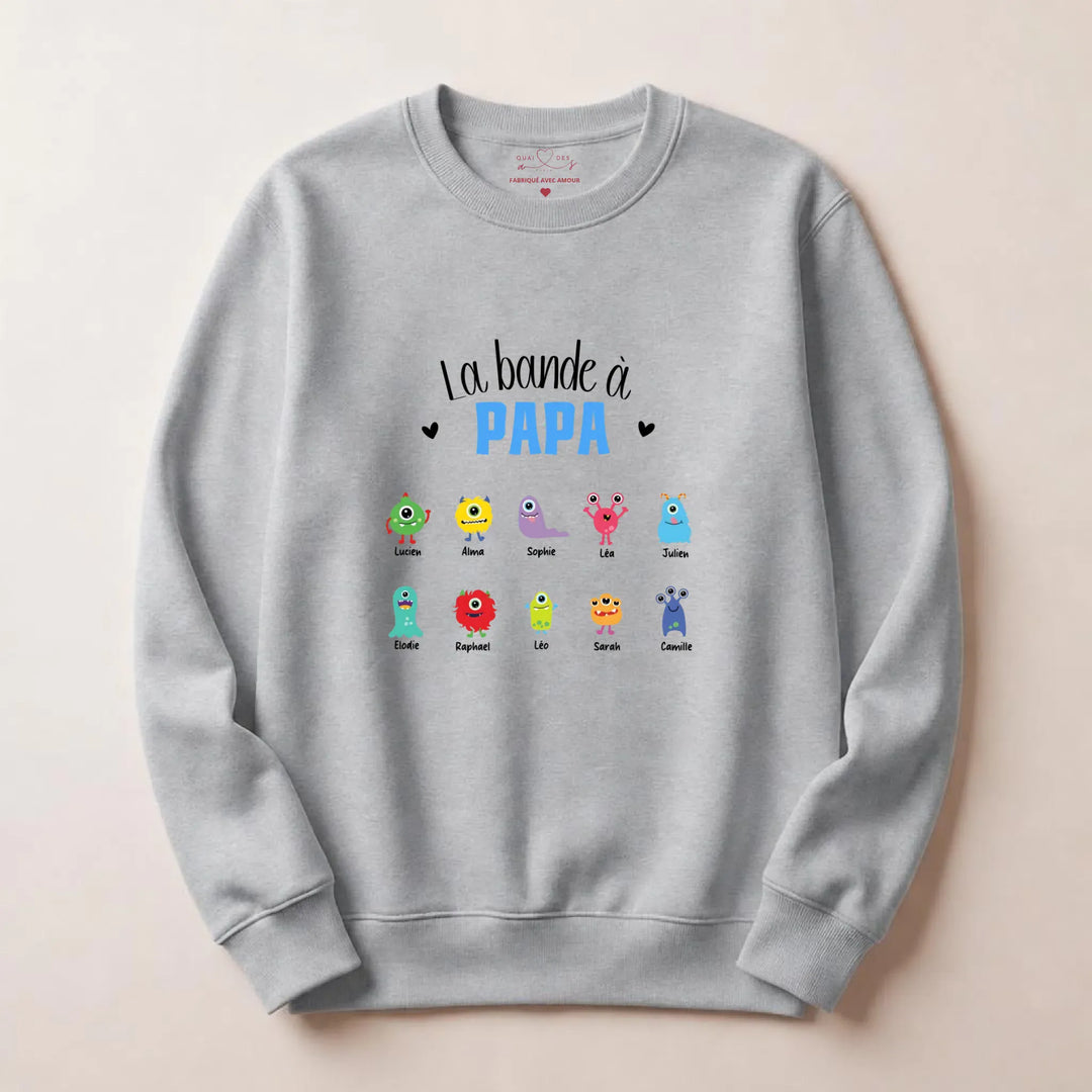 Pull personnalisé la bande à papa Sweatshirt / Gris / S