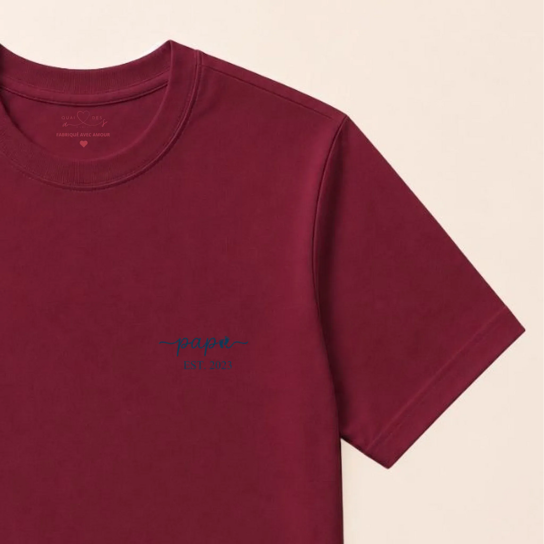 Pull futur papa T-shirt / Bordeaux / S