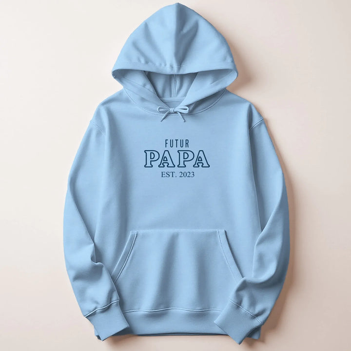 Pull Annonce grossesse papa Sweat à capuche / Bleu Clair / M