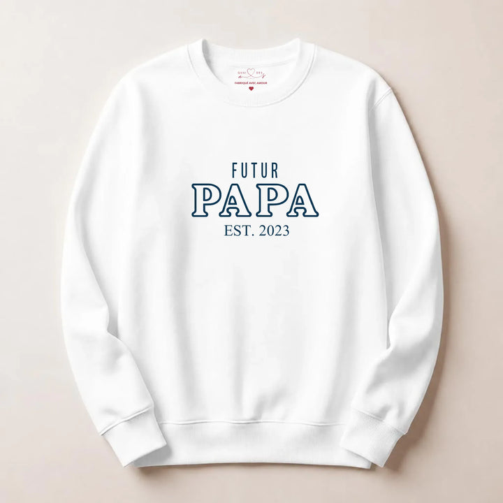 Pull Annonce grossesse papa Sweatshirt / Blanc / S