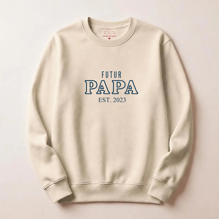 Pull Annonce grossesse papa Sweatshirt / Beige / S
