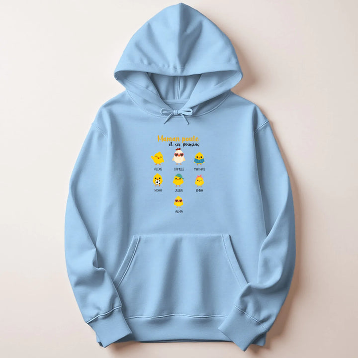 Sweat Maman Poule Sweat à capuche / Bleu Clair / M