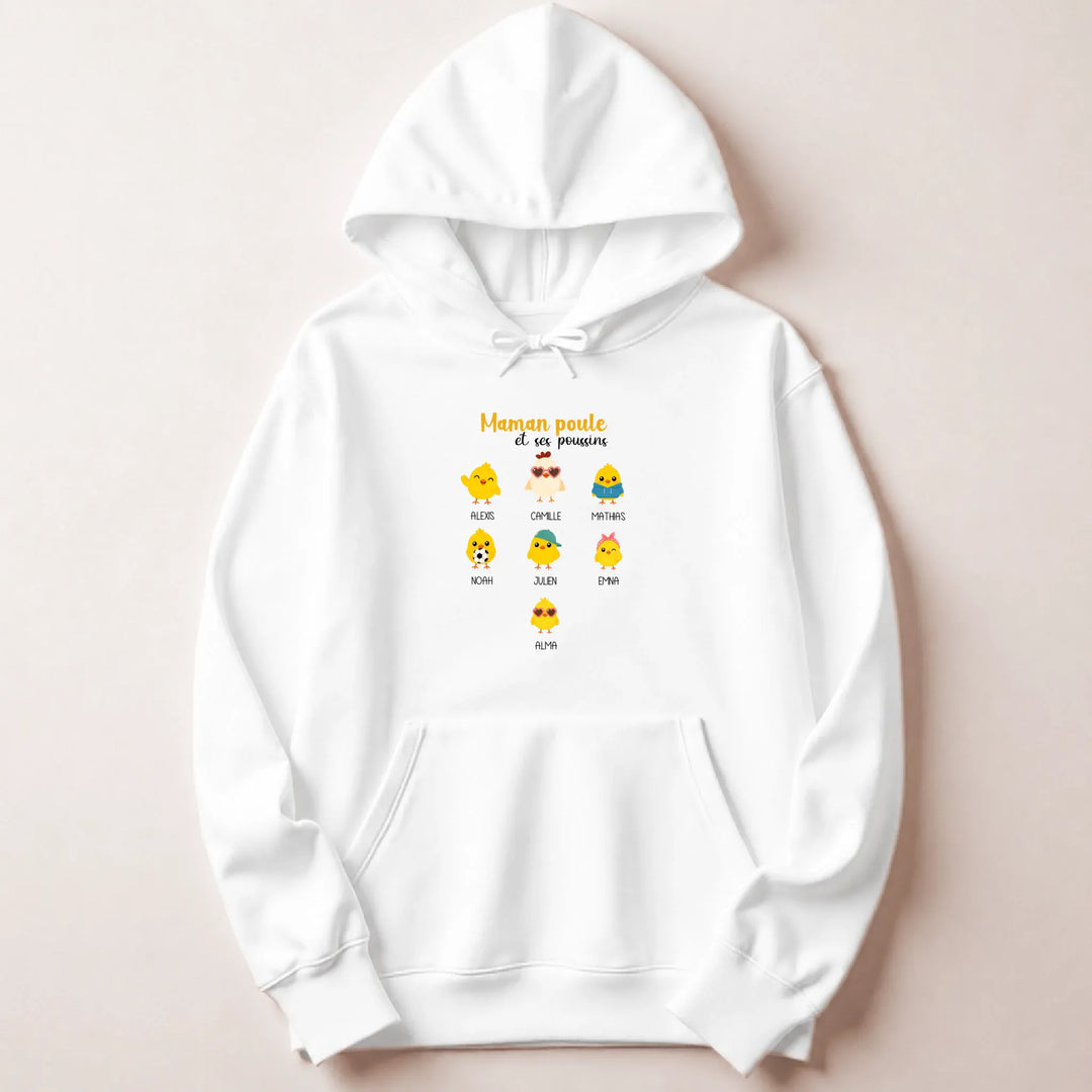 Sweat Maman Poule Sweat à capuche / Blanc / M