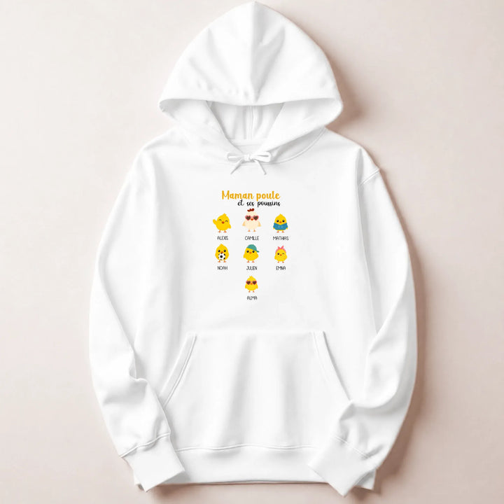 Sweat Maman Poule Sweat à capuche / Blanc / M