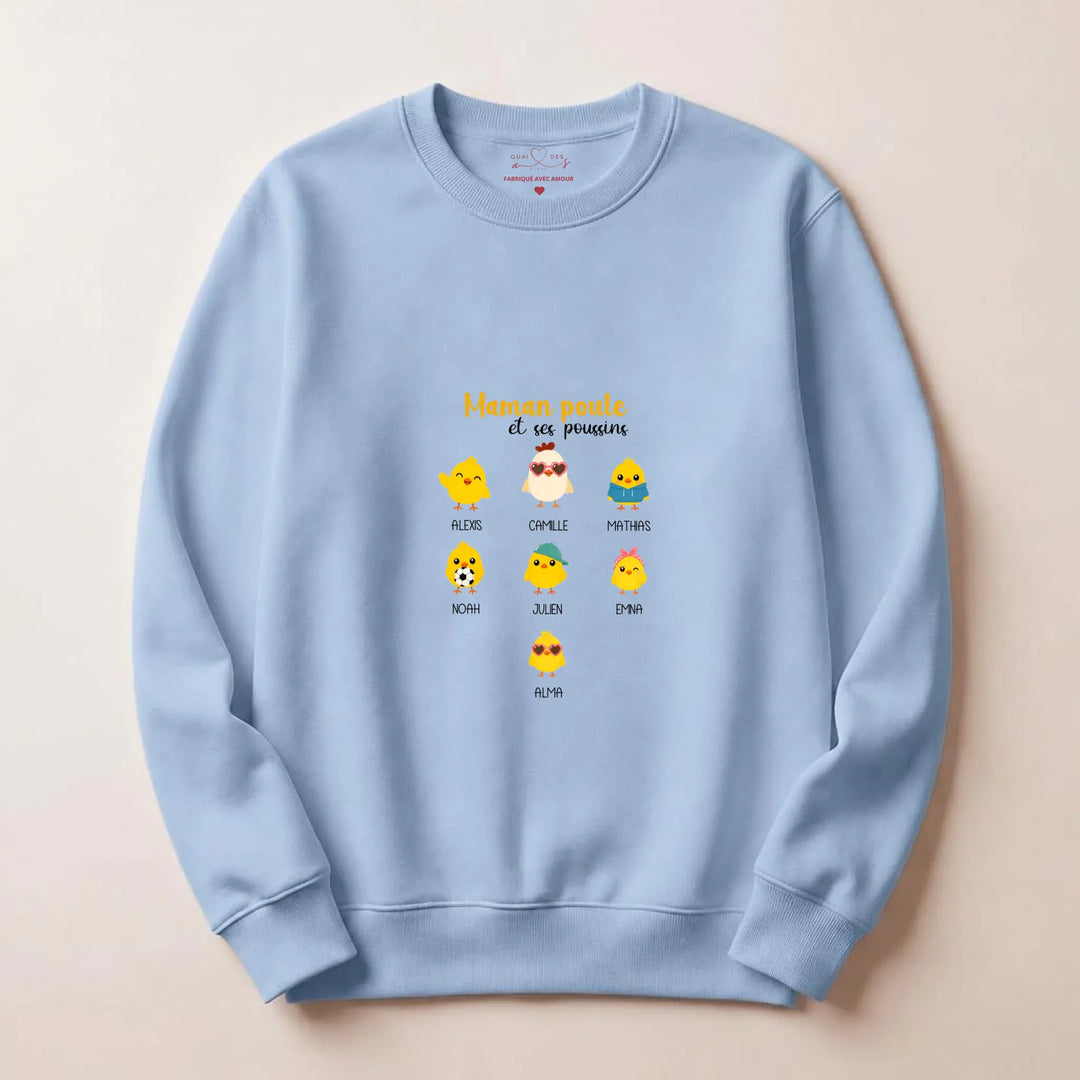 Sweat Maman Poule Sweatshirt / Bleu Clair / S