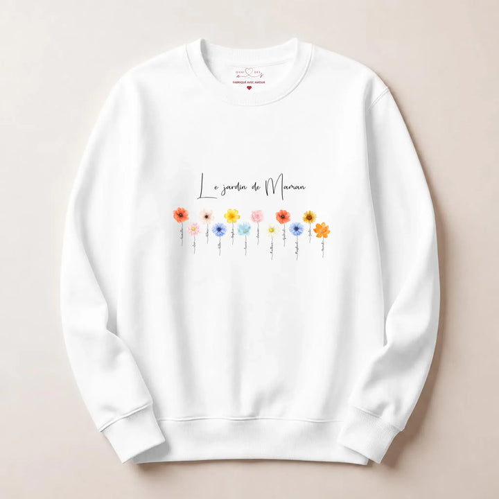 Sweat personnalisé le jardin de maman Sweatshirt / Blanc / S