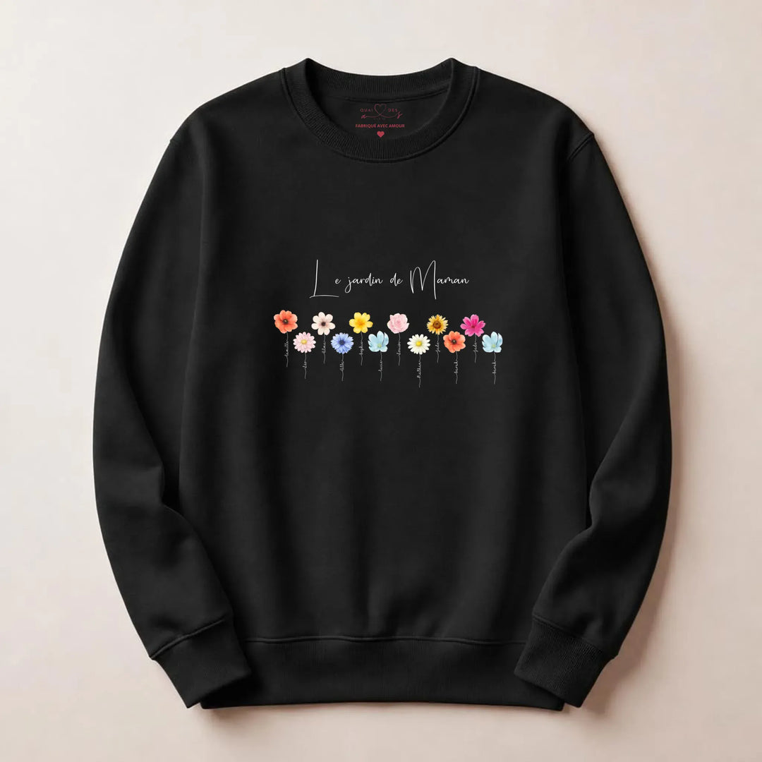 Sweat personnalisé le jardin de maman Sweatshirt / Noir / S