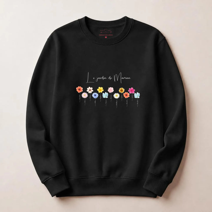 Sweat personnalisé le jardin de maman Sweatshirt / Noir / S
