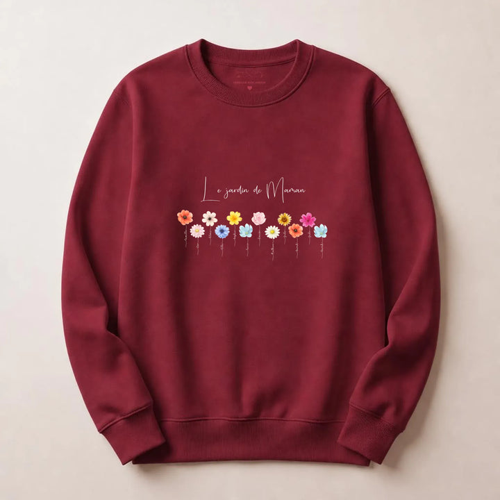 Sweat personnalisé le jardin de maman Sweatshirt / Bordeaux / S