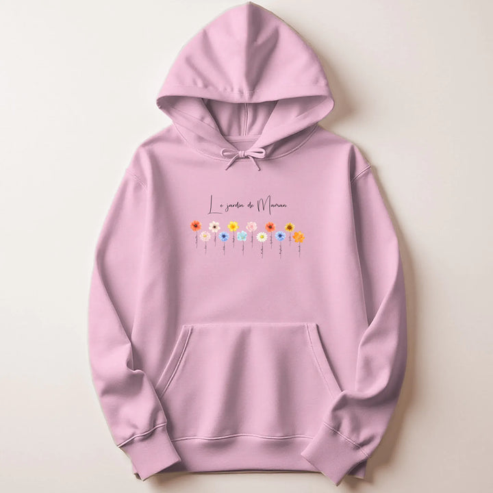 Sweat personnalisé le jardin de maman Sweat à capuche / Rose Clair / M