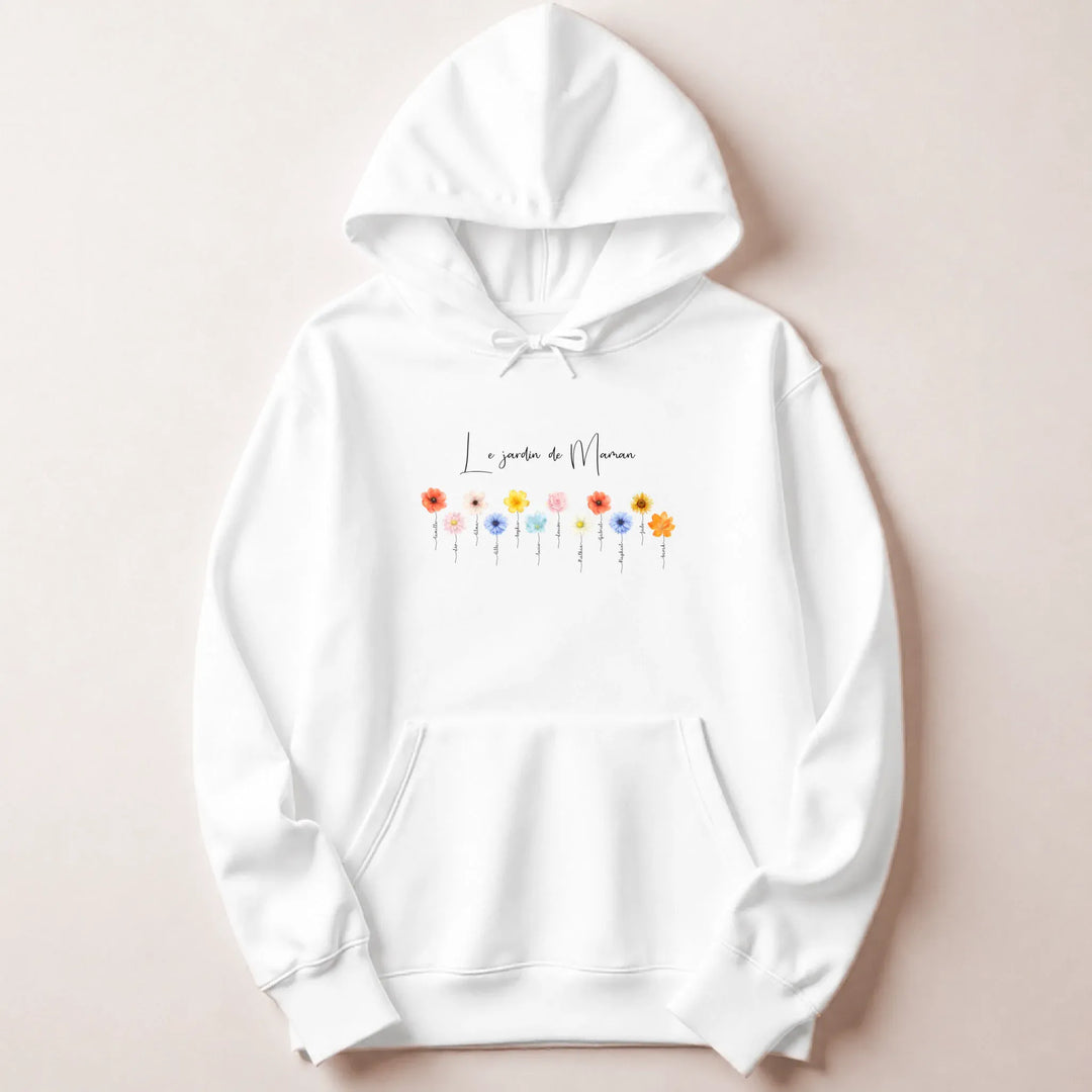 Sweat personnalisé le jardin de maman Sweat à capuche / Blanc / M