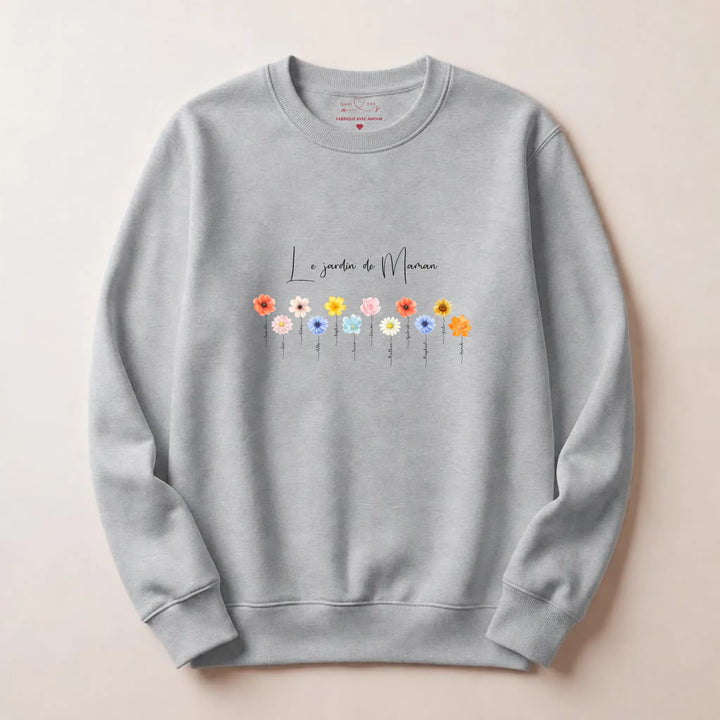 Sweat personnalisé le jardin de maman Sweatshirt / Gris / S