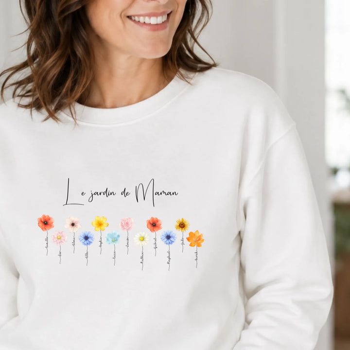 Sweat personnalisé le jardin de maman