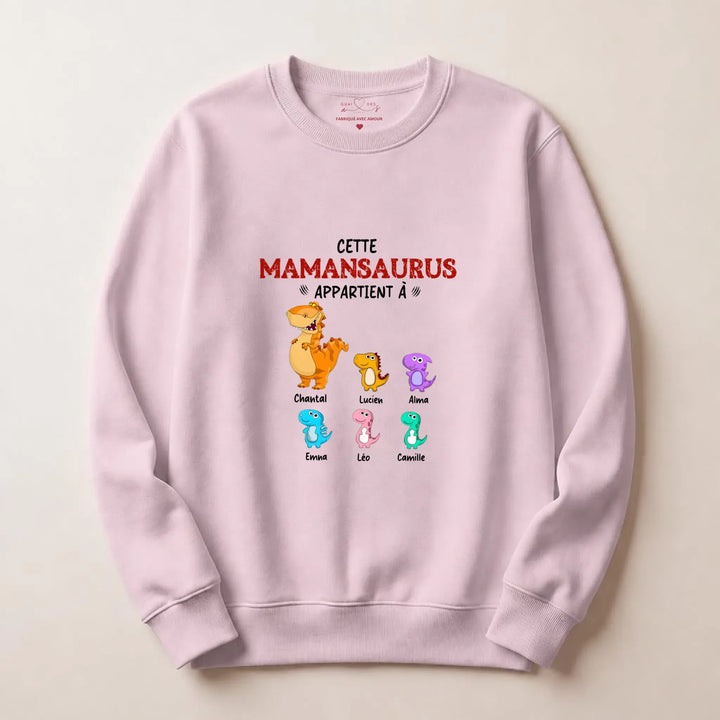 Sweat personnalisé maman dinosaure Sweatshirt / Rose clair / S