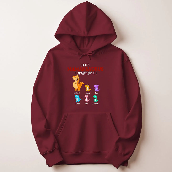 Sweat personnalisé maman dinosaure Sweat à capuche / Bordeaux / M