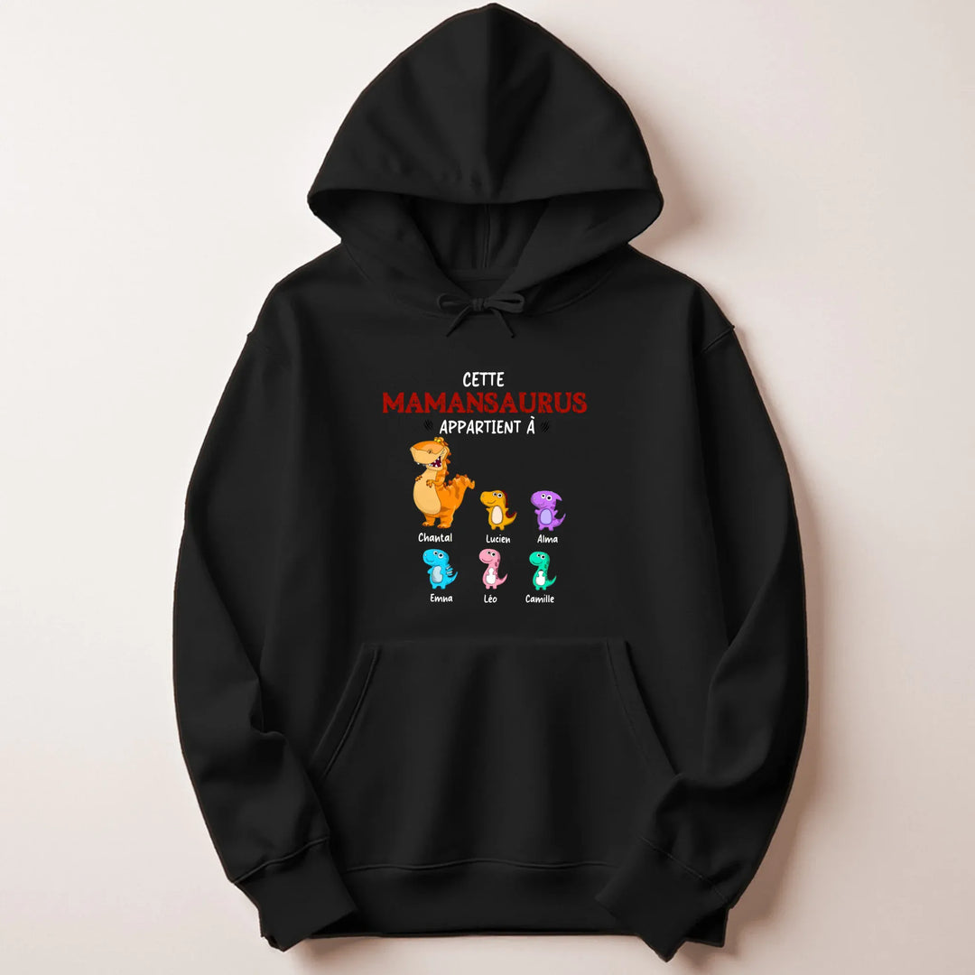 Sweat personnalisé maman dinosaure Sweat à capuche / Noir / M